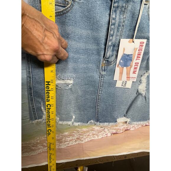 NWT Wax Women's Original Denim Mid Waist Mini Skirt Size M - Picture 9 of 10